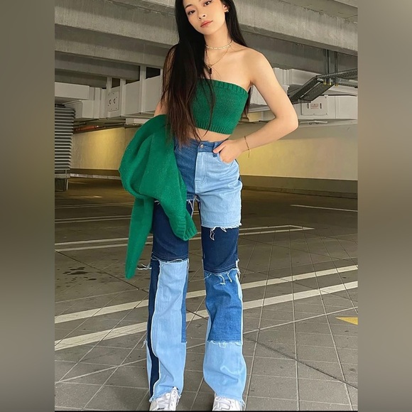 High Rise Patchwork Jeans 27 - Picture 3 of 8